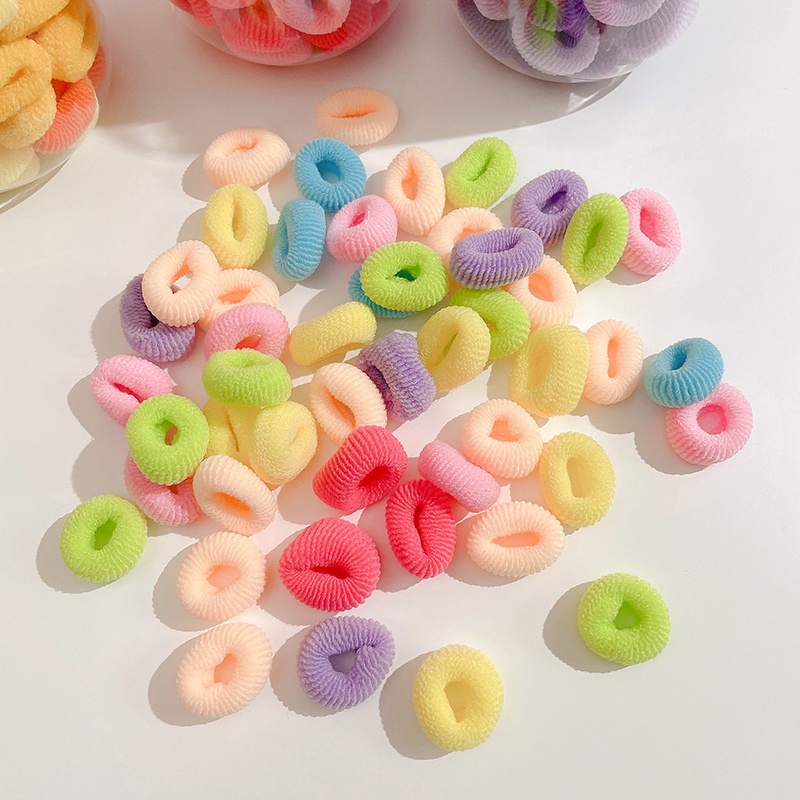 Set 100 Dây Chun Buộc Tóc Nhiều Màu Sắc Dễ Thương Cho Bé Gái