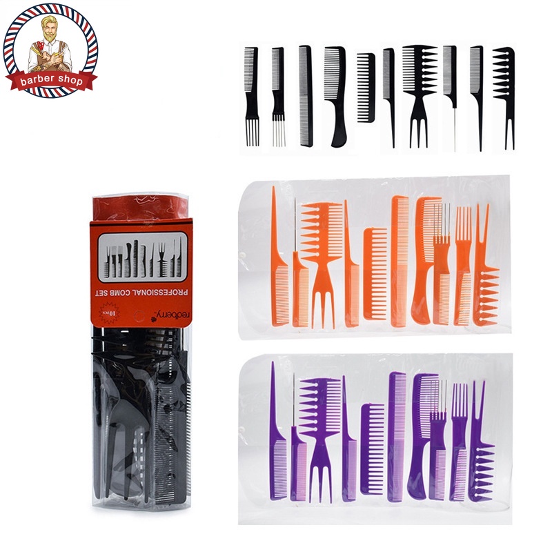 Bộ 10 Lược Chải Tạo Kiểu Tóc Làm Đẹp Chuyên Dụng Cho Salon