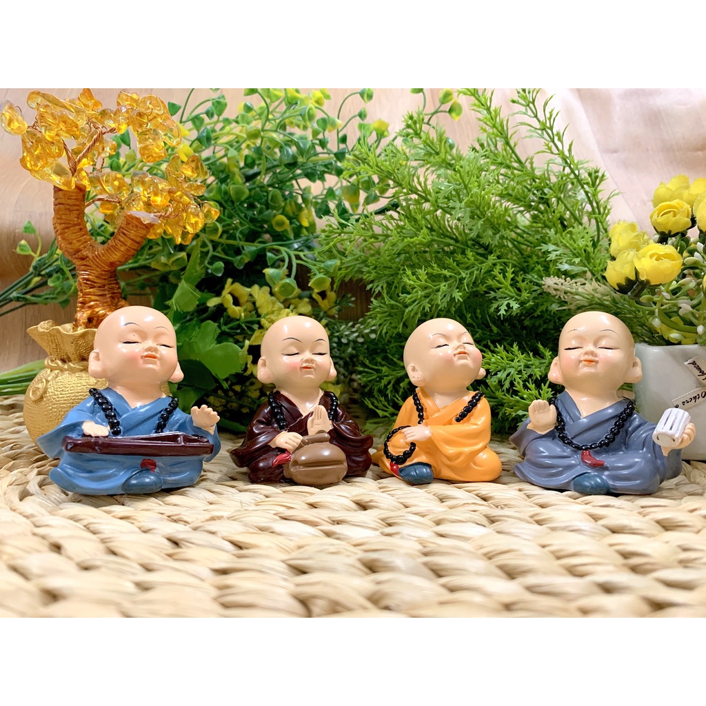 Bộ 4 tượng chú tiểu cầm kỳ thi họa