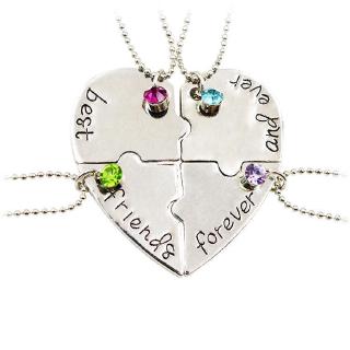 Best Friend Forever And Ever Diamond Four Good Friends Engraved Heart Pendant