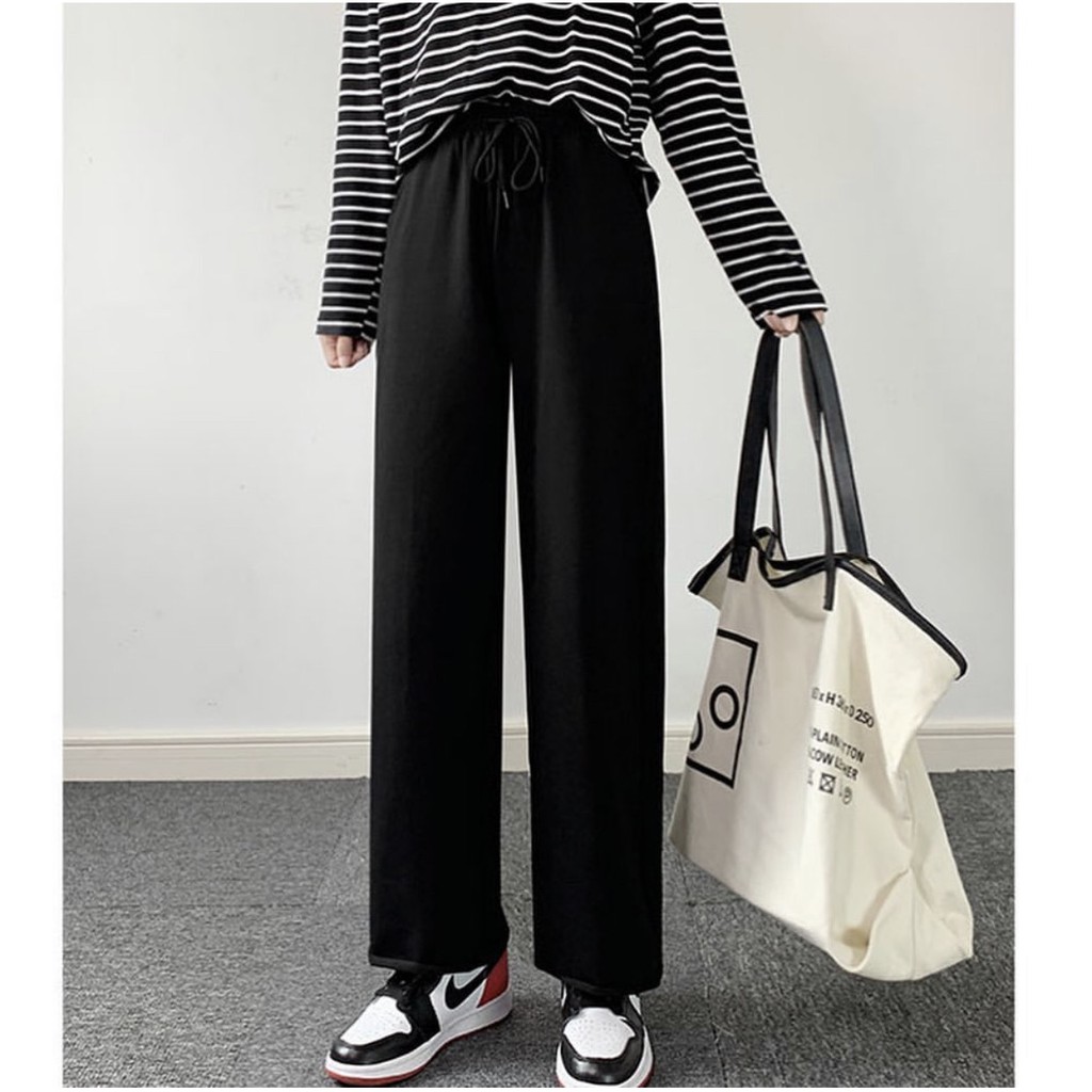 [M&atilde; FAMAYWA2 giảm 10K đơn 50K] Quần Thun D&agrave;i Trơn Nữ Ống Rộng D&aacute;ng Su&ocirc;ng RENI Ulzzang