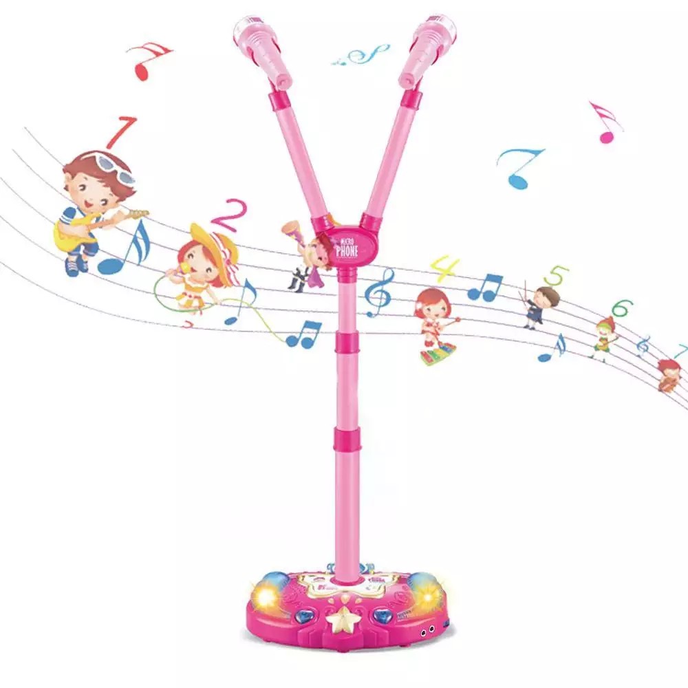 Kid Nhạc MP3 Người Chơi Karaoke Máy Bộ Đồ Chơi Với Đĩa Đơn/Đôi Micro Có Thể Điều Chỉnh_123Lifevn