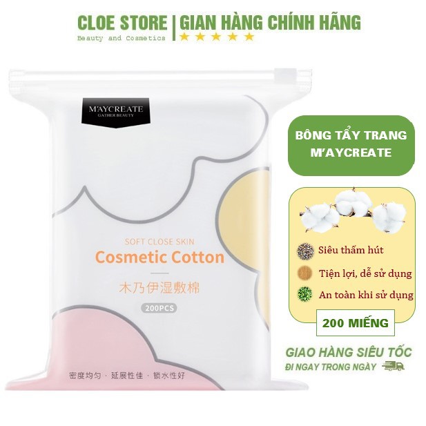 [Mẫu mới] Bông tẩy trang Maycreate 200 miếng bằng 100% cotton siêu thấm hàng nội địa trung | BigBuy360 - bigbuy360.vn