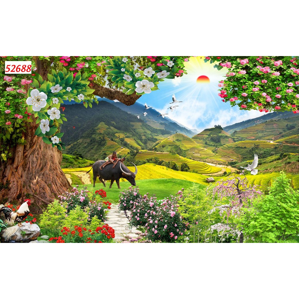 Tranh dán tường thiên nhiêu trong lành tặng kèm phụ kiện