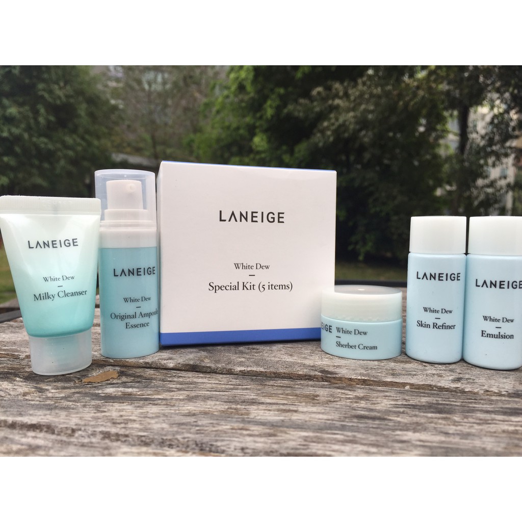 Combo Laneige Toner + sữa dưỡng da White Dew nâng tông trắng da mini 25ml 50ml