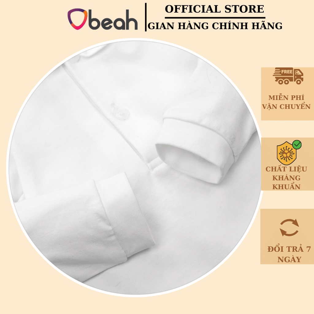 bodysuit cho bé gái Obeah bé gái màu trắng Chất liệu cotton organic size Newborn đến 66 cho bé yêu từ 3-8.5kg