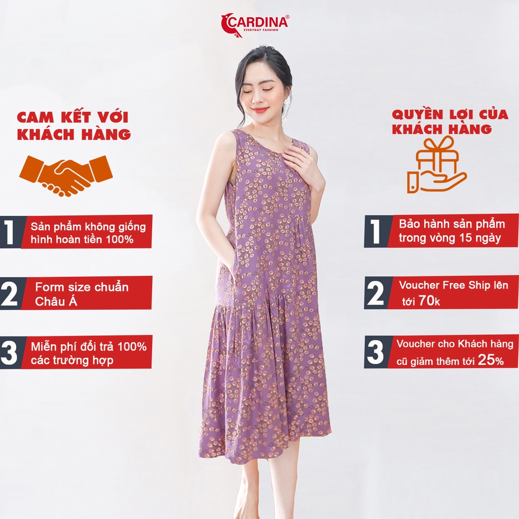 Đầm Nữ 𝐂𝐀𝐑𝐃𝐈𝐍𝐀 Sát Nách Chất Lanh Tre Cao Cấp Kiểu Dáng Baby Doll Lệch Tầng Họa Tiết Hoa 2V05 | BigBuy360 - bigbuy360.vn