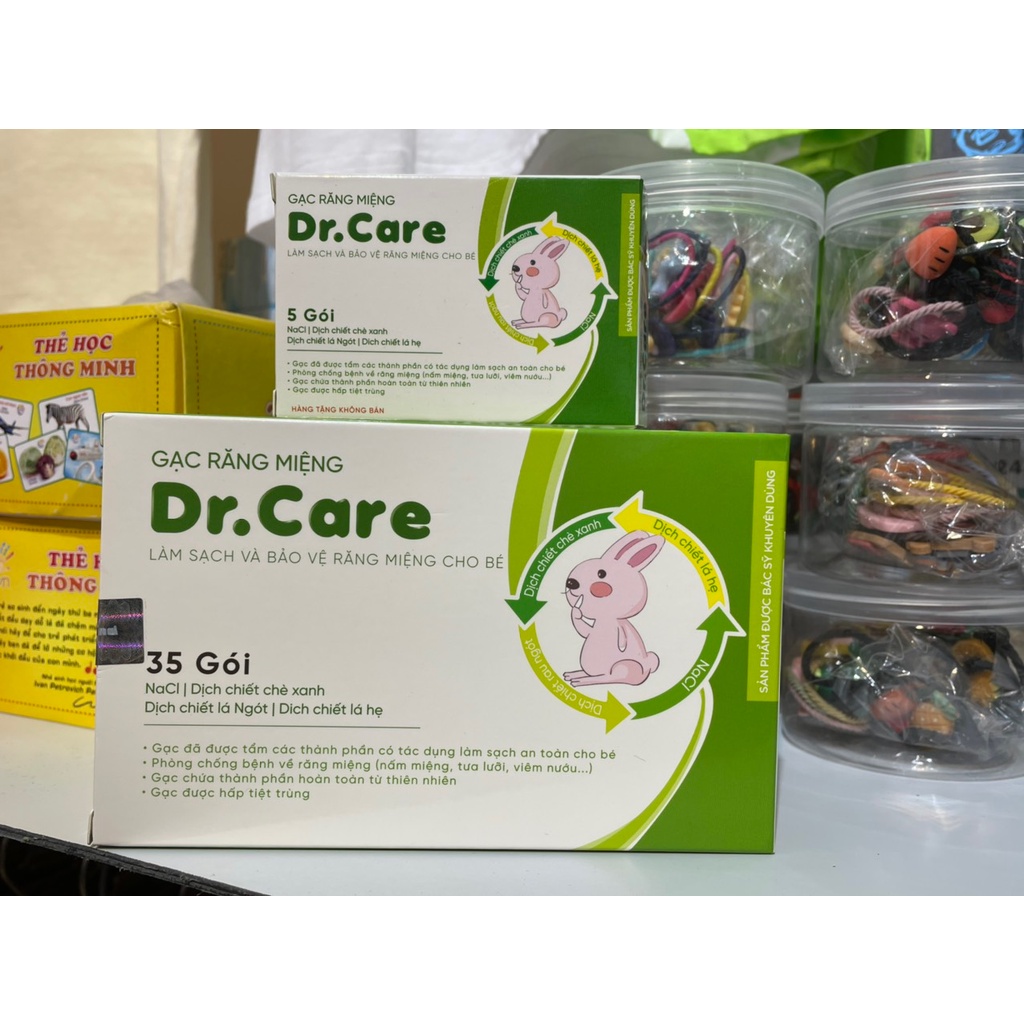 [Rẻ vô địch] Gạc rơ lưỡi, gạc răng miệng Dr.Care cho bé ( Hộp 35 gói tặng kèm thêm 5 gói tổng 40 gói)