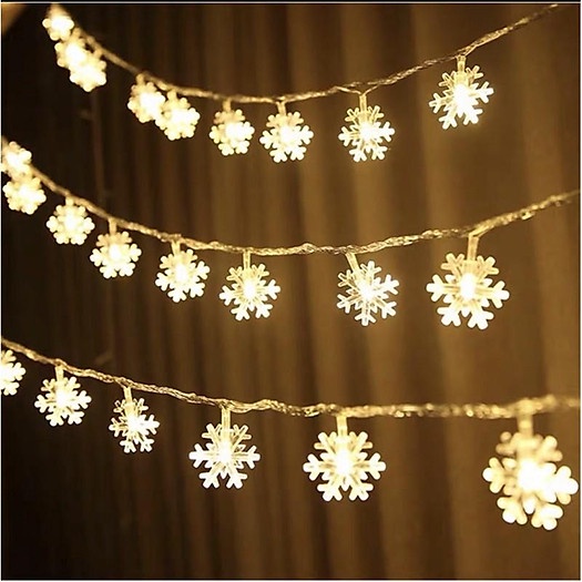 Dây đèn LED bóng hình hoa tuyết / ngôi sao 5 cánh dành cho trang trí không gian sale sập sàn