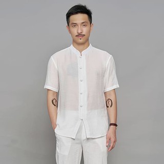 Áo sơ mi cổ tàu nam chất đũi, mềm, nhẹ, thoáng mát 5 màu dễ lựa chọn Rough