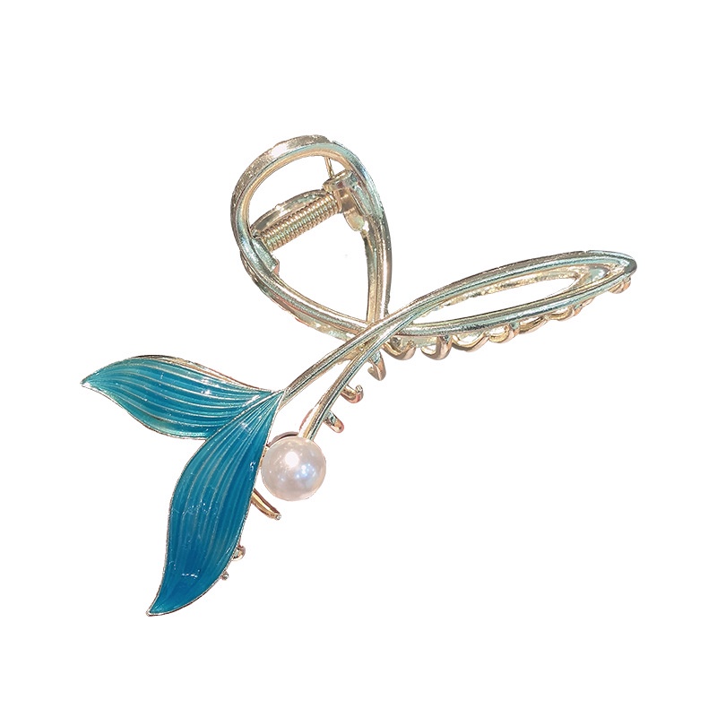 Kẹp Tóc Đuôi Cá Đính Hạt Ngọc Trai Nhân Tạo Màu Xanh Dương Kích Thước Lớn Mã 2022