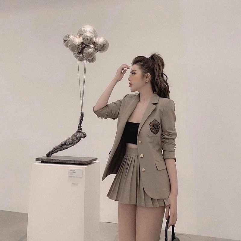 [Mã WASTCOOL giảm 15% tối đa 50K đơn 99K] Sét áo vest + chân váy xếp ly ( có quần trong) | BigBuy360 - bigbuy360.vn