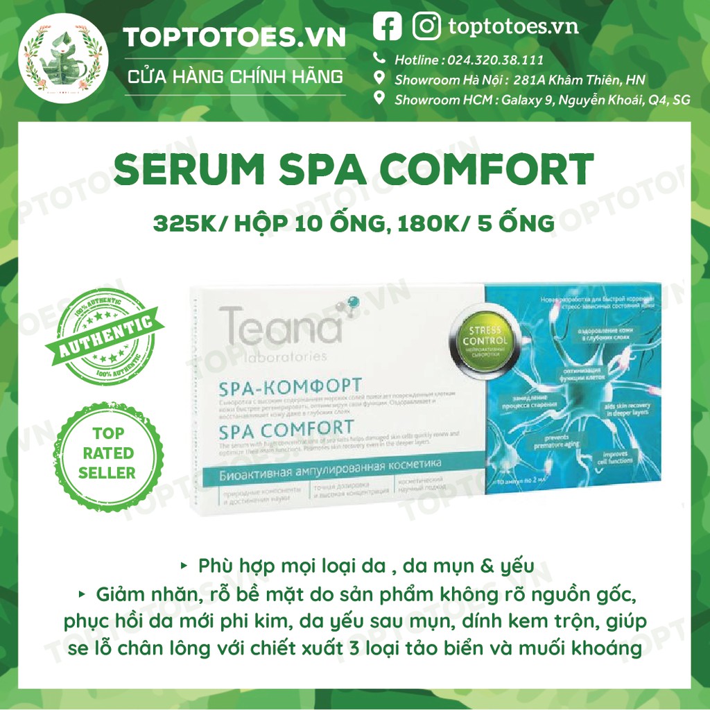 Serum Teana Stress Control Spa Comfort 20ml phục hồi &amp; tái tạo da yếu, giảm nhăn rỗ, cấp nước dưỡng ẩm, se lỗ chân lông