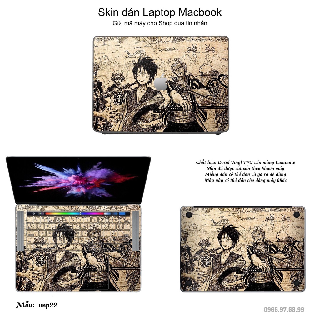 Skin dán Macbook mẫu One Piece (đã cắt sẵn, inbox mã máy cho shop)