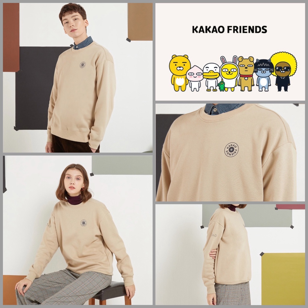 Áo sweater hoodie Kakao Korea Unisex màu beige - Hàng canh sale siêu hot
