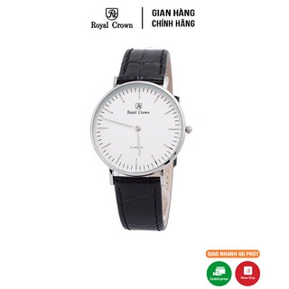 Đồng hồ nam Chính Hãng Royal Crown 7601 Leather Watch (Dây da đen)