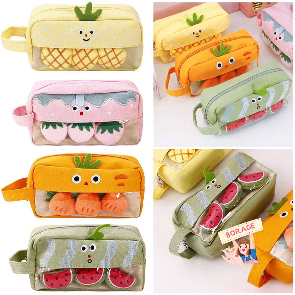 Túi Đựng Bút Đa Năng Phủ Lông Họa Tiết Hoạt Hình Đơn Giản