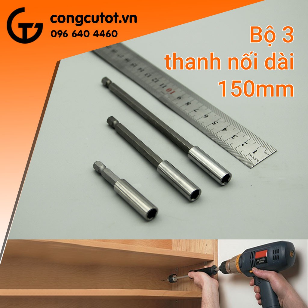 Bộ 3 thanh kéo dài lục giác 50mm, 100mm, 150mm