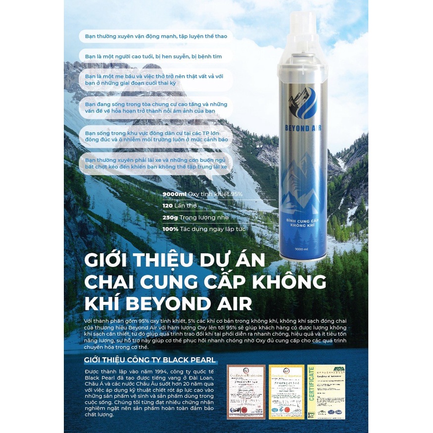 BÌNH OXY MINI CẦM TAY CUNG CẤP OXI TINH KHIẾT BEYOND AIR CHO GIA ĐÌNH 9000ML