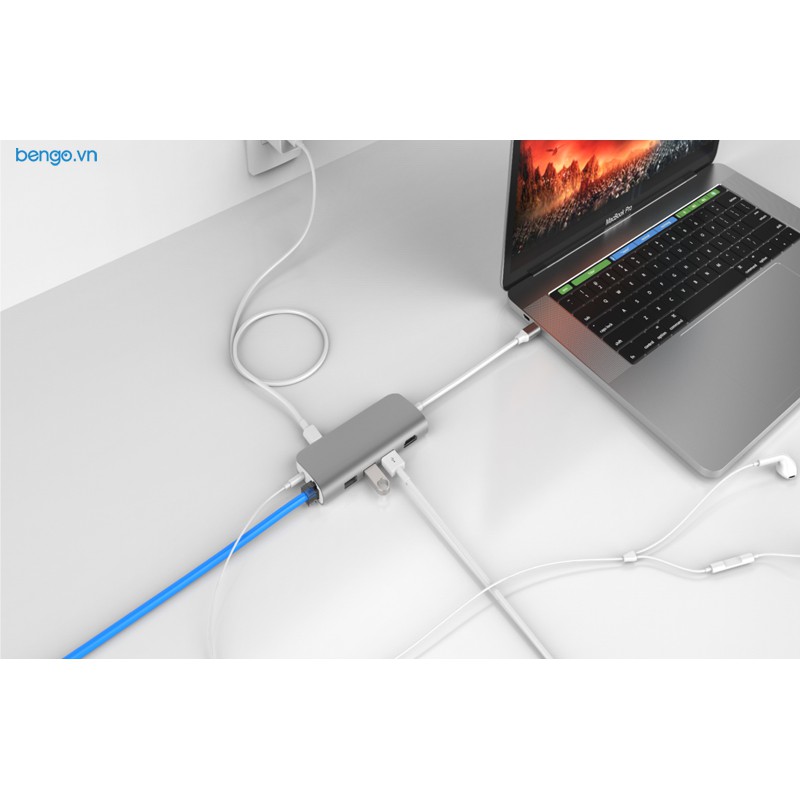 Cổng Chuyển 9 In 1 USB-C Hyperdrive POWER Hub Cho IPad Pro 2018, MacBook, Ultrabook, Chromebook &amp; Thiết Bị Dùng Type-C