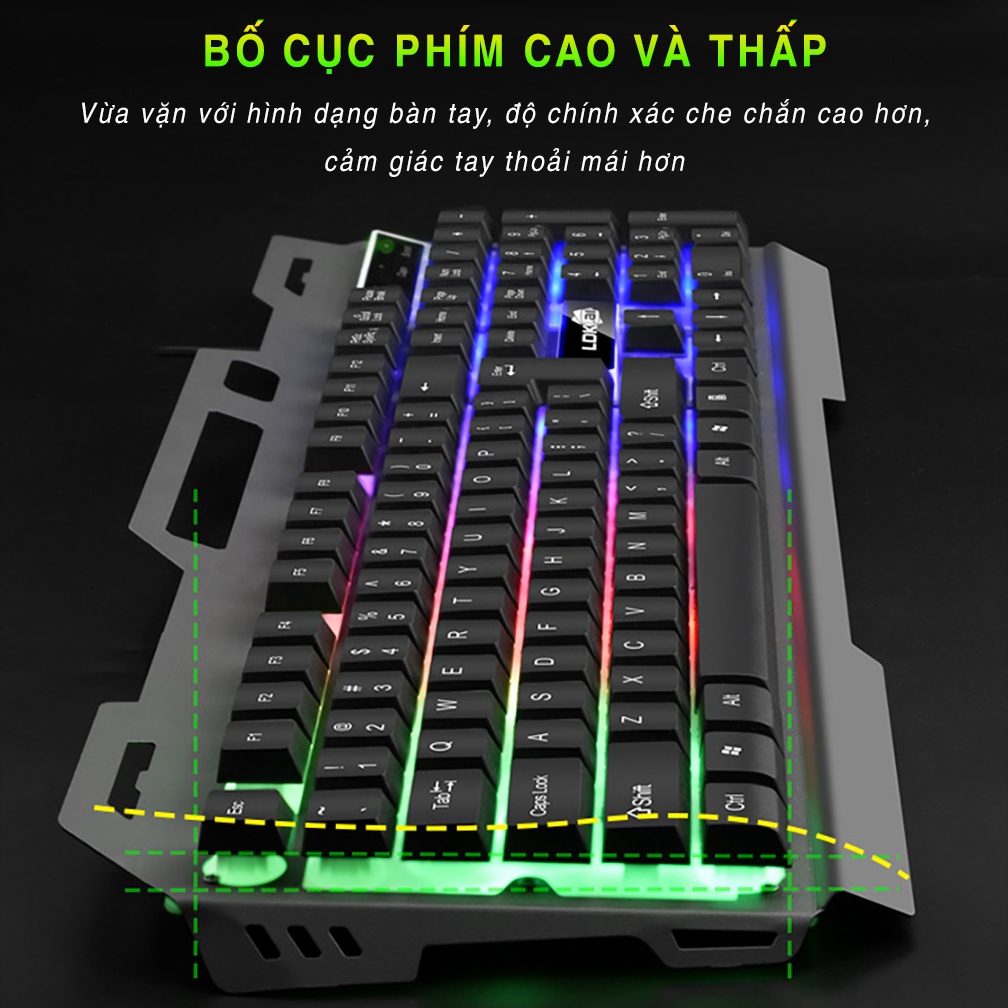 Bàn phím máy tính gaming YINDIAO RK300 có dây led RGB nhiều màu sắc 104 phím chơi game phù hợp cho dân văn phòng giá rẻ