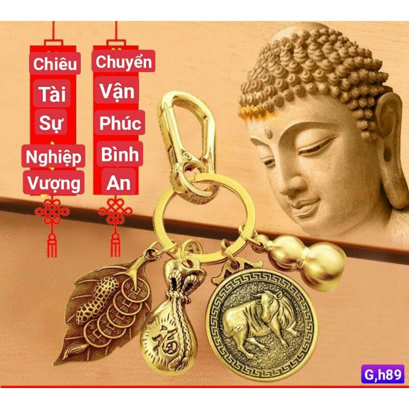 Móc Treo Chìa Khóa Phong Thủy 12 Con Giáp Bằng Đồng Thau Theo Bản Mệnh