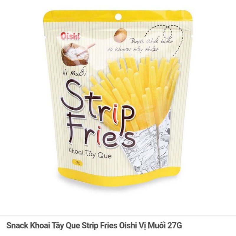 Snack Khoai Tây Que Strip Fries Oishi Vị Muối 27g/ Vị Tảo Biển 27g