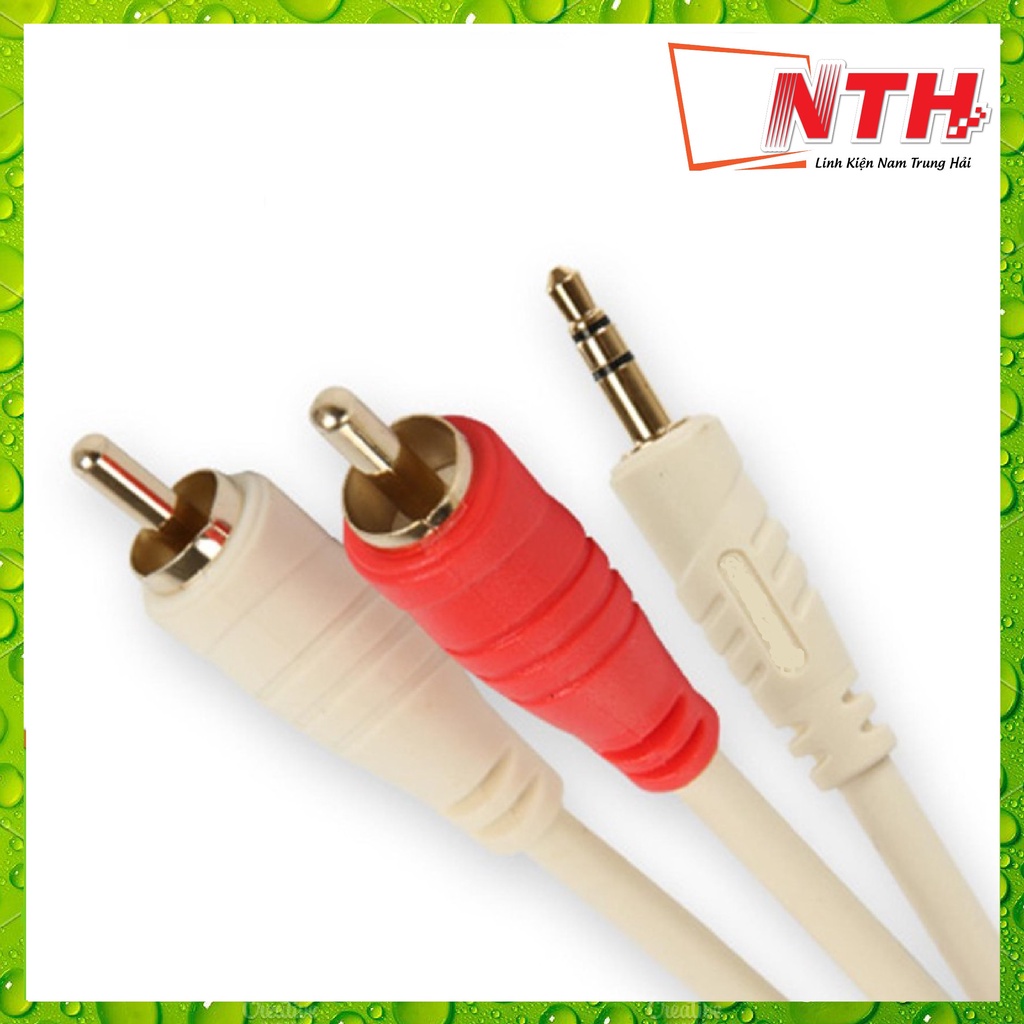 Cáp Nối Dài Dây Loa 1 Đầu 3.5 ra 2 AV Bông Sen Dài 1.5M 1.8M 3M 5M 10M - Dây Trắng