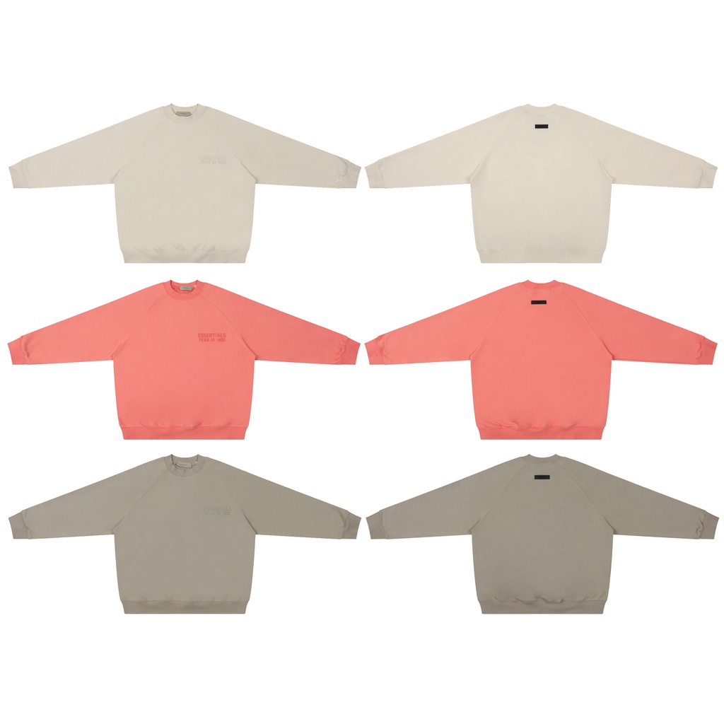 FOG FEAR OF GOD DOUBLE TRACK ESSENTIALS 22FW FLOCKED PRINT HIGH STREET PLUNGED CREW NECK Sweater