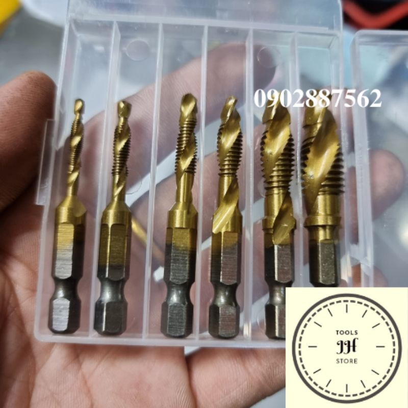 bộ mũi khoan tạo ren chuôi lục giác 6mm 6 chi tiết kentop chất lượng