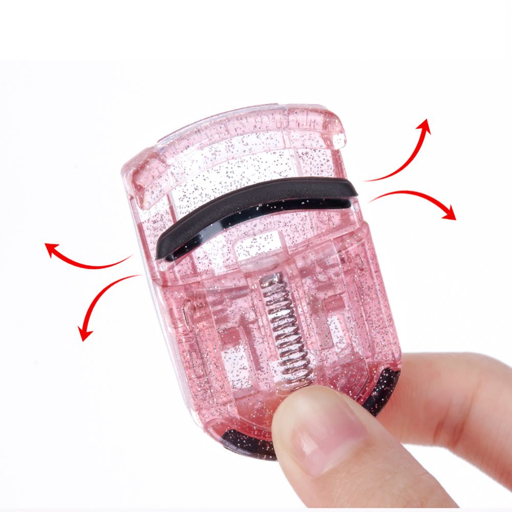 [Hàng mới về] Dụng cụ uốn mi cầm tay nhỏ bằng nhựa trong suốt họa tiết kim tuyến trang điểm lâu trôi chuyên nghiệp