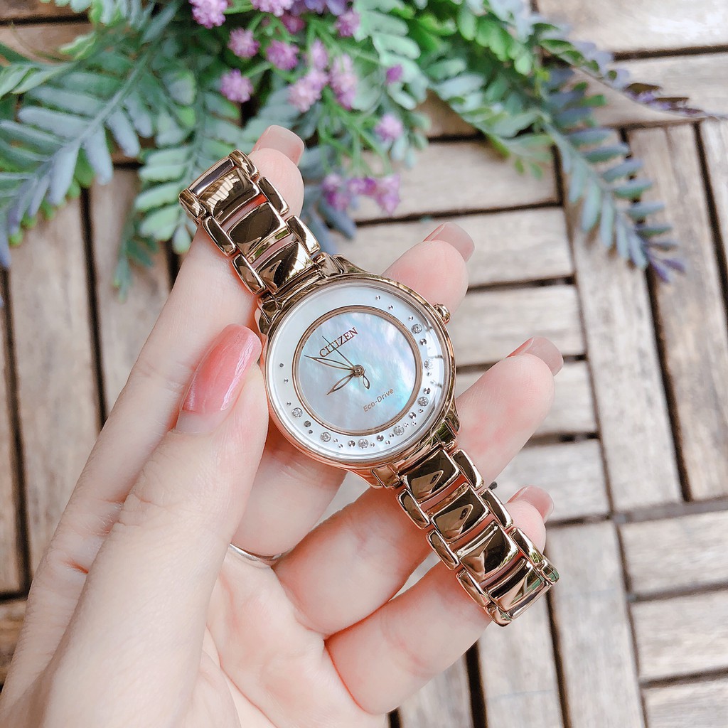 Đồng hồ nữ chính hãng Citizen EM0382-86D - Máy Quartz pin Eco Drive năng lượng ánh sáng- Kính Sapphire