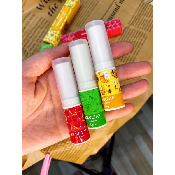 SON DƯỠNG MÔI BEAULEAF COMBO 3 VỊ ” DÂU TÂY - MATCHA - SÁP ONG ”
