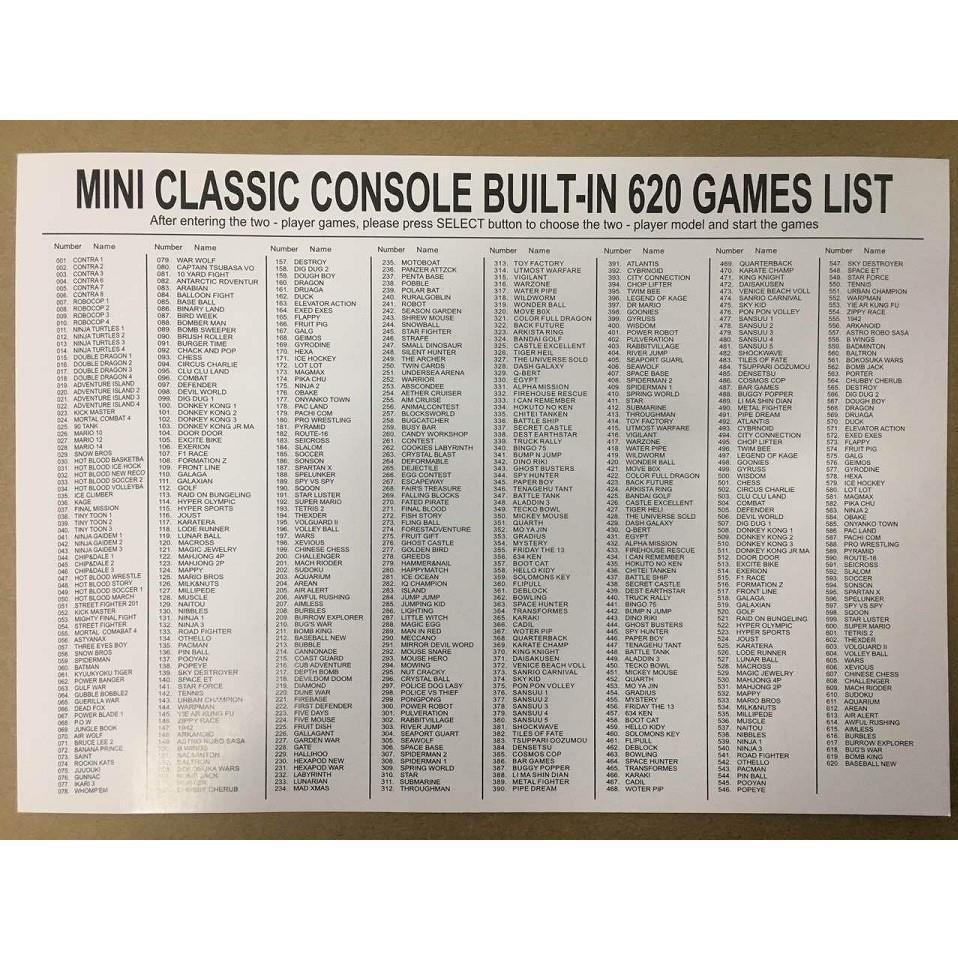 Máy Game 4 nút NES Classic 620 Trò Chơi Mini Retro