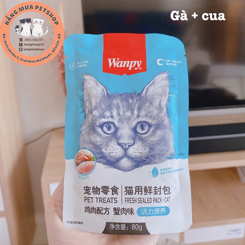 Pate WANPY cho mèo gói 80g 7 vị
