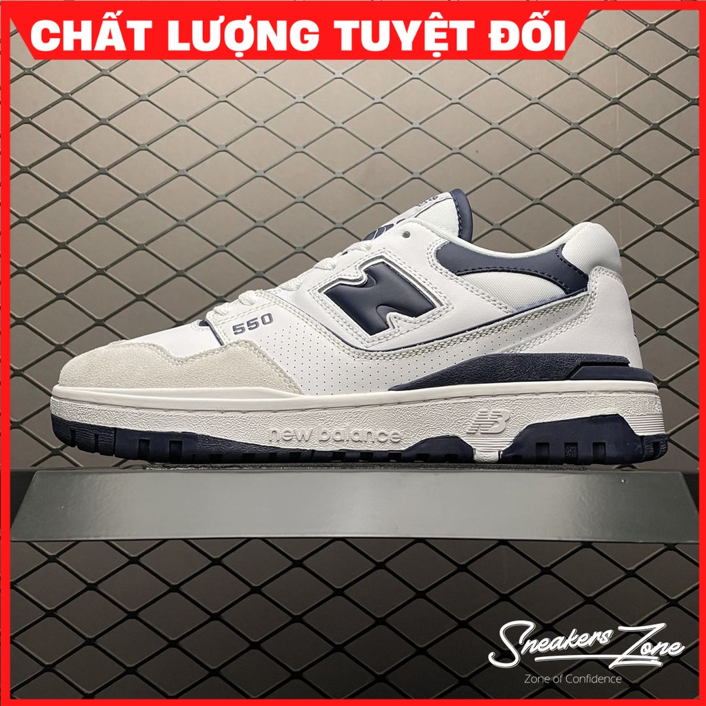 Giày Thể Thao Nam Nữ NB 550 'White Navy' - NB550 NB 550 Màu Trắng Xanh Tím Than Cực Phong Cách Năng Động Sneakers World