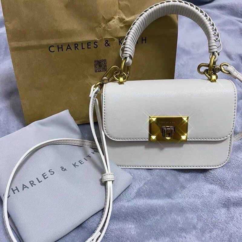 Túi xách nữ quai tết CnK đeo chéo, khoá dập logo size 18 hàng  đẹp