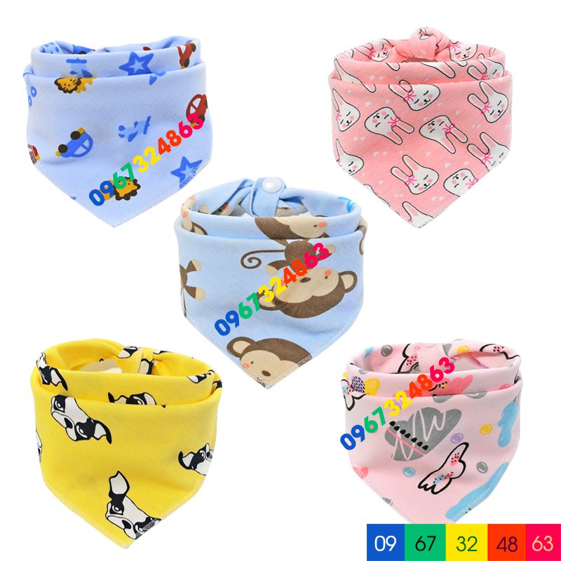 Yếm cotton tam giác MỀM MỊN MẪU MỚI có cúc bấm hình ngộ nghĩnh dễ thương cho bé