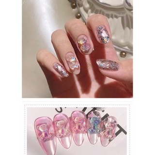 Phụ kiện nail charm đá HÌNH GẤU màu sắc đa dạng