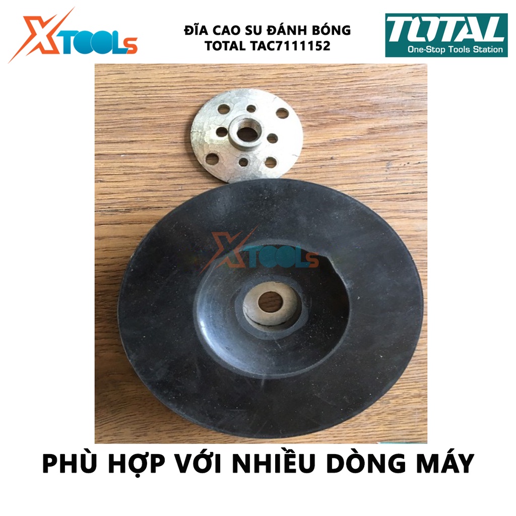 Đĩa cao su đánh bóng TOTAL TAC7111152, đường kính 100mm chất liệu bằng cao su, cốt M10 x 1.5 đánh bóng các bề mặt-XTOOLS