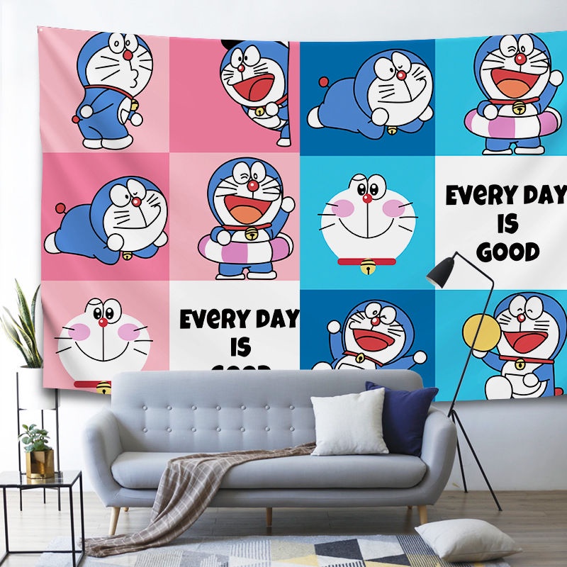 ▽♠❡Phim hoạt hình Doraemon nền vải thảm trang trí phòng ngủ trẻ em treo khách