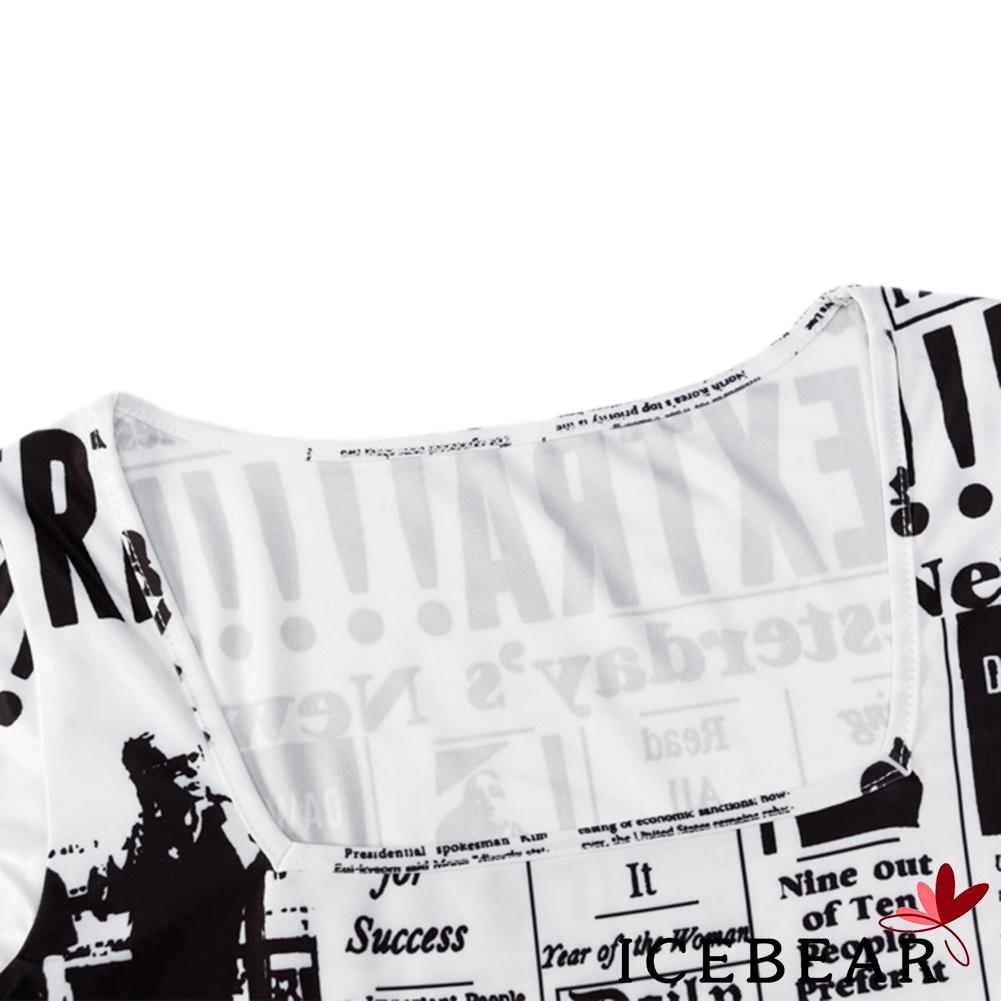 Đầm Ôm Dài Tay In Họa Tiết Báo Thời Trang Dành Cho Nữ