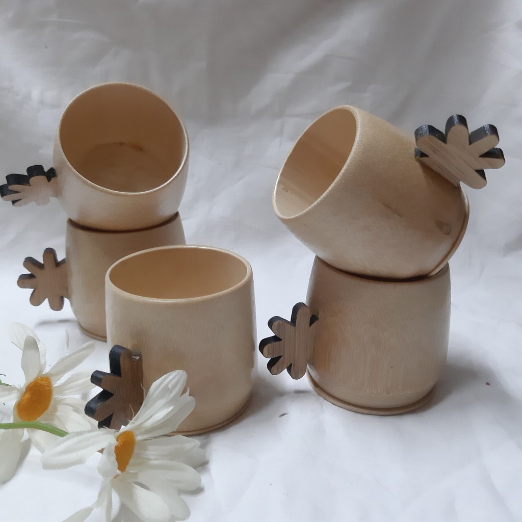 Ly (cốc) Tre Quai Hoa Mai Bằng Tre Dùng Chp Gia Đình, Quán Cafe, Nhà Hàng, Dùng Cho Bé, Tuyệt Đối An Toàn