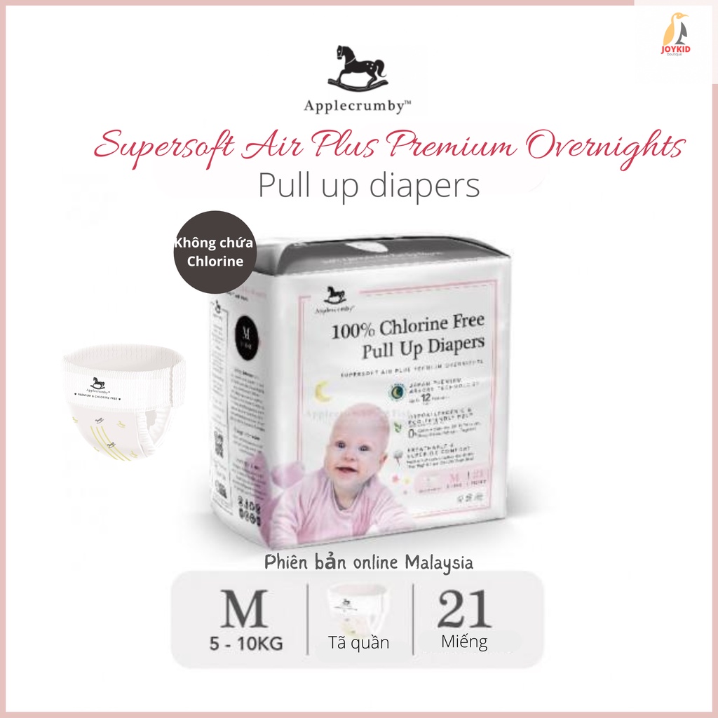 Tã/bỉm quần đêm Appplecrumby Supersoft Air Plus Overnights Pull up Diapers M21