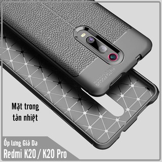 Ốp lưng silicon vân giả da Auto Focus Xiaomi Redmi K20 đen