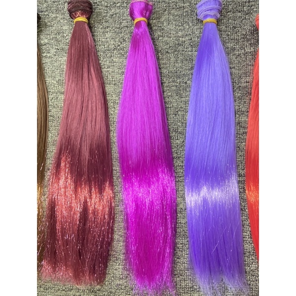 T30-TÓC 30CM GIẢ TƠ SILK MAY DÁN CHO BÚP BÊ