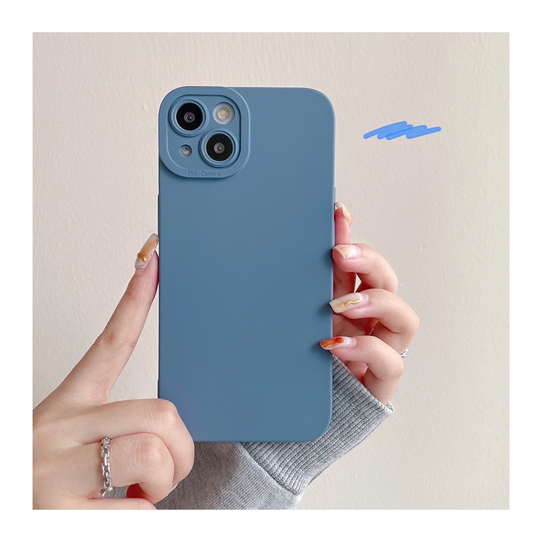 Ốp điện thoại silicon dẻo màu trơn bảo vệ camera cho iPhone 13 12 11 Pro Max X XS XR 8 7 Plus 13Pro 12Pro 11Pro