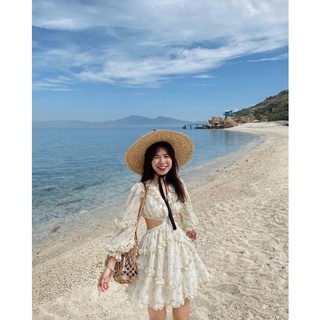 [kèm ảnh thật] Đầm hoa phối bèo cutout eo hở lưng