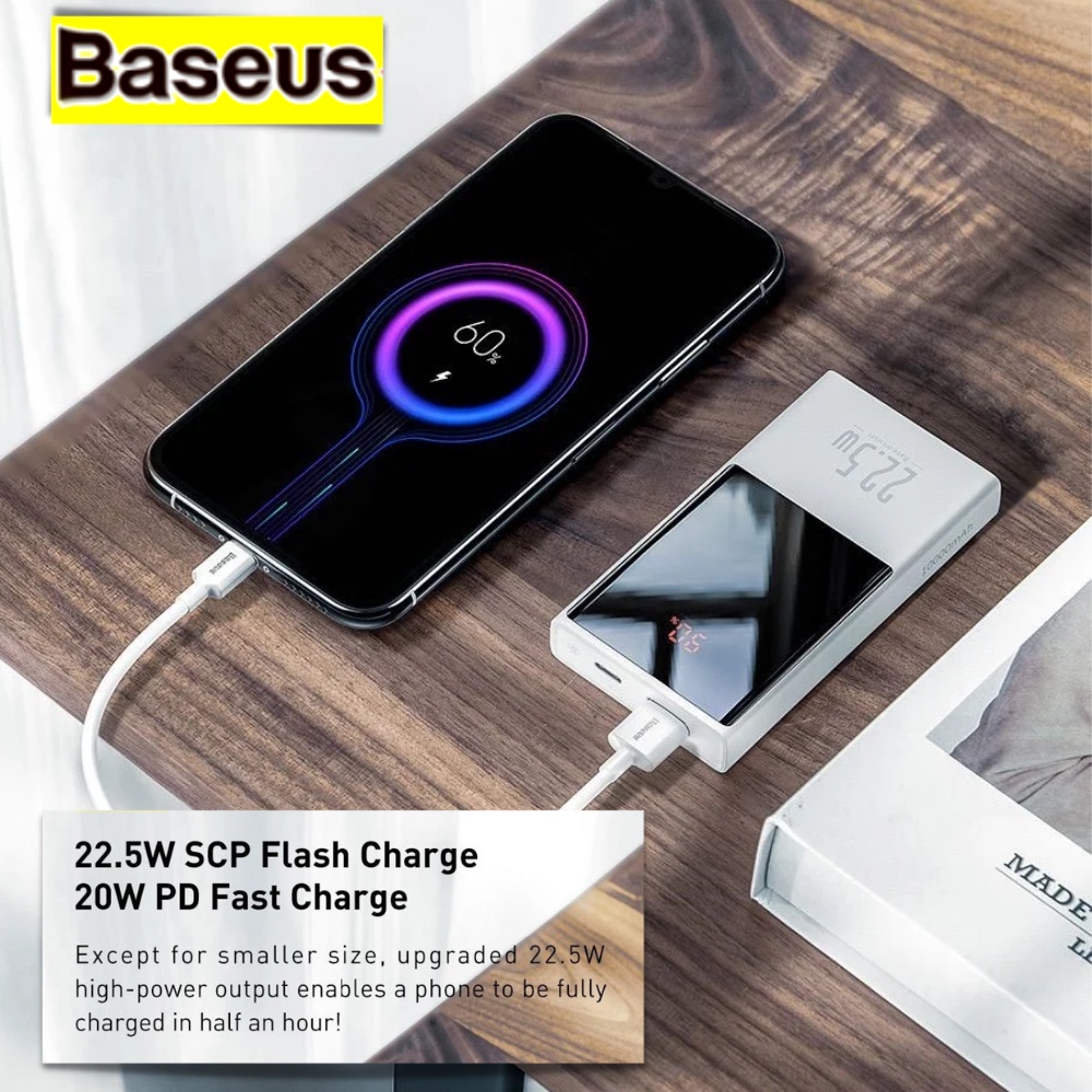 Sạc Dự Phòng Baseus 10000mAh / 20000mAh 22.5W, Màn hình LED nhỏ gọn, hổ trợ sạc nhanh QC 3.0 cho Iphone Xiaomi LV883