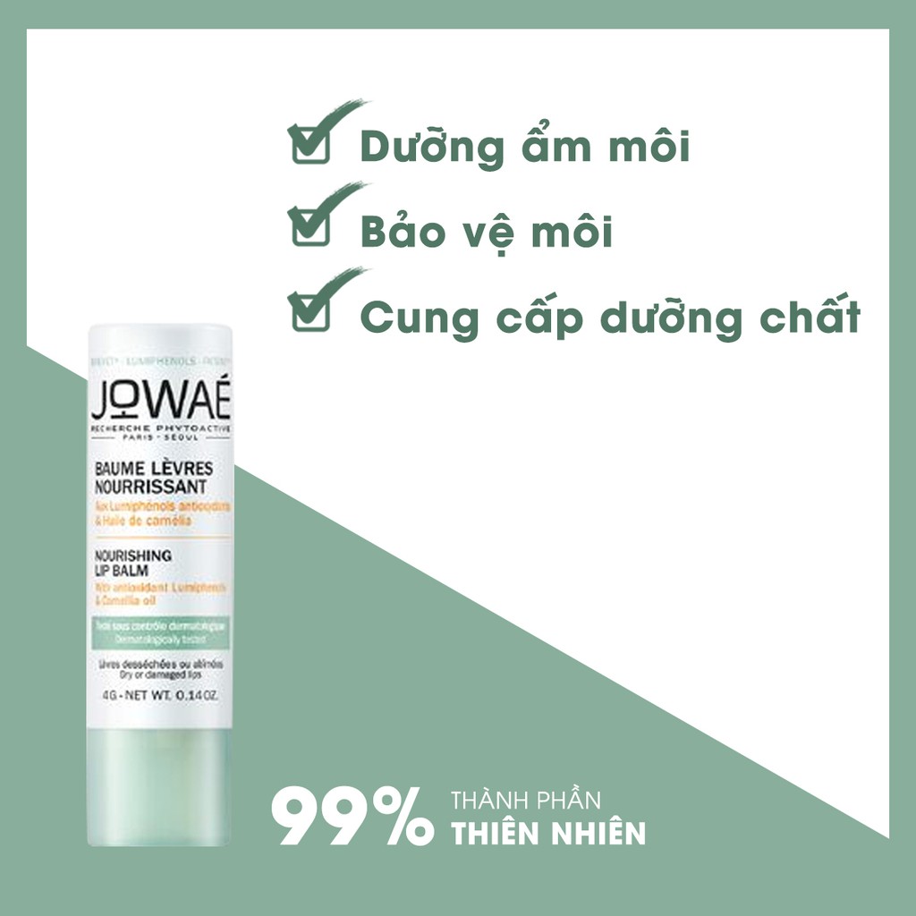 Son Dưỡng Môi JOWAE Dưỡng Ẩm Cho Môi Khô Nứt Nẻ - Mỹ Phẩm Thiên Nhiên Nhập Khẩu Chính Hãng Từ Pháp 4g